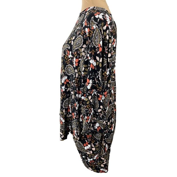 Philosophy Knit Top Black Orange Floral Size 2X Stretch Tunic - Picture 2 of 7